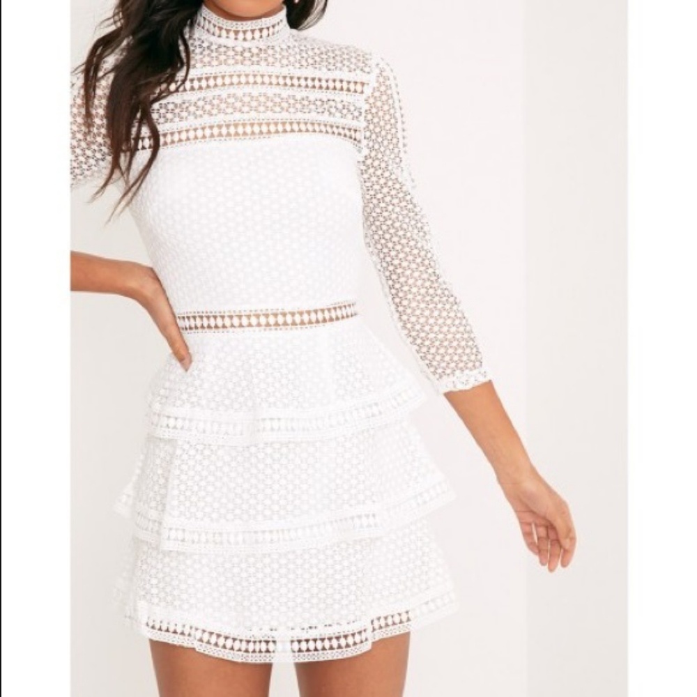 White mini lace dress Pretty Little Things Caya
